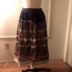 HANII Y hippie boho mixed media skirt sz 42 Korea